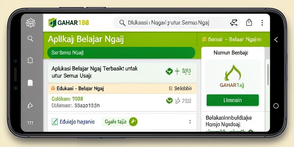 Antarmuka aplikasi GAHAR188 yang interaktif untuk belajar ngaji.