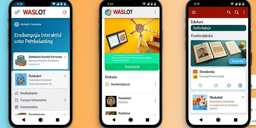 Tampilan antarmuka aplikasi Ensiklopedia WASLOT yang menarik.
